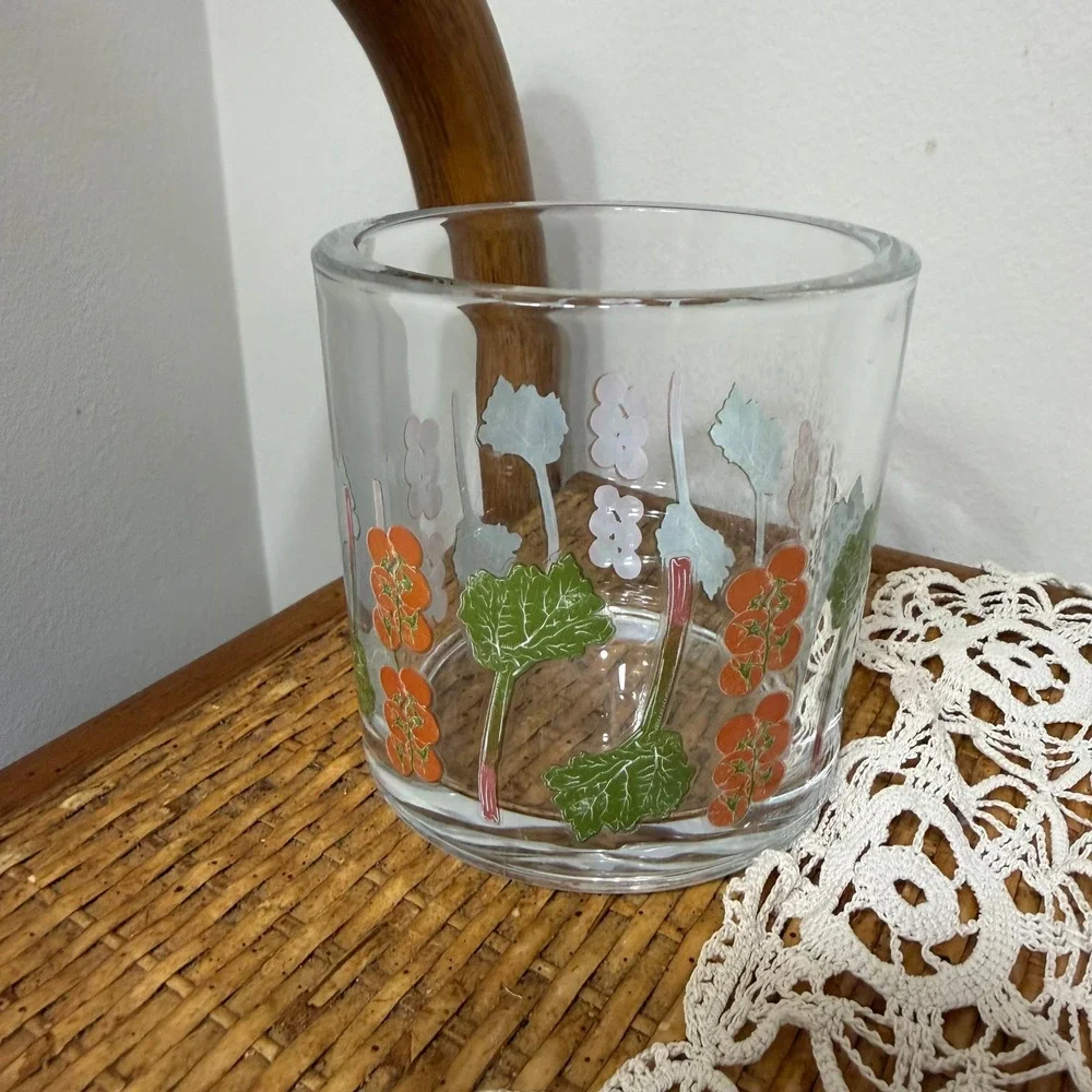 Vintage Garden Vegetable Rocks Glass Tomato Rhubarb Farmhouse Kitchen Decor